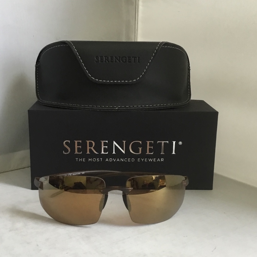 Serengeti Lupton Gold Sunglasses Polarized with Black Case.